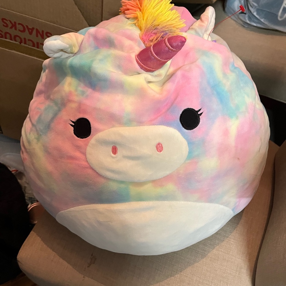 Unicorn Donut Neck Pillow with Rainbow Glitter Mane